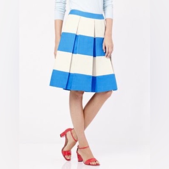 BODEN NWOT Full Stripy Skirt in White Blue - Picture 1 of 7